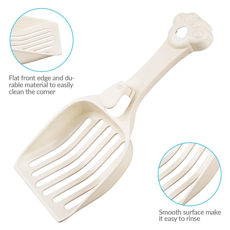 Depets Cat Litter Scoop, Litter Scoop with Wide Slats, Kitty Litter Scooper for Pine Pellets, Durable Plastic Litter Sifter Scoop - Designed for Easy Sifting, Milky White - Image 4